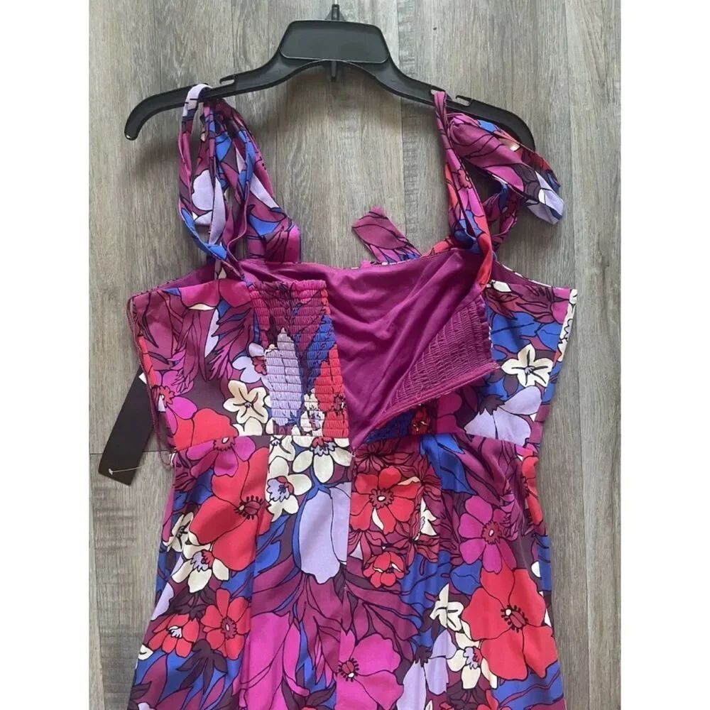 Adrianna Papell Women's Purple Floral Tie-Shoulder Dress Sz 12 NWT - Picture 6 of 7